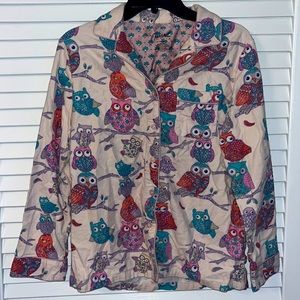 Nick & Nora Owl Print Flannel Pajama Shirt